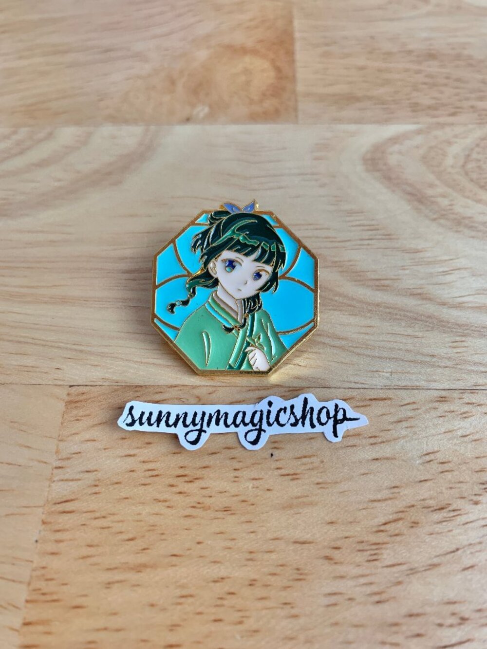 The Apothecary Diaries Anime Pretty Enamel Pin Maomao Octagon Blue Green Gold To